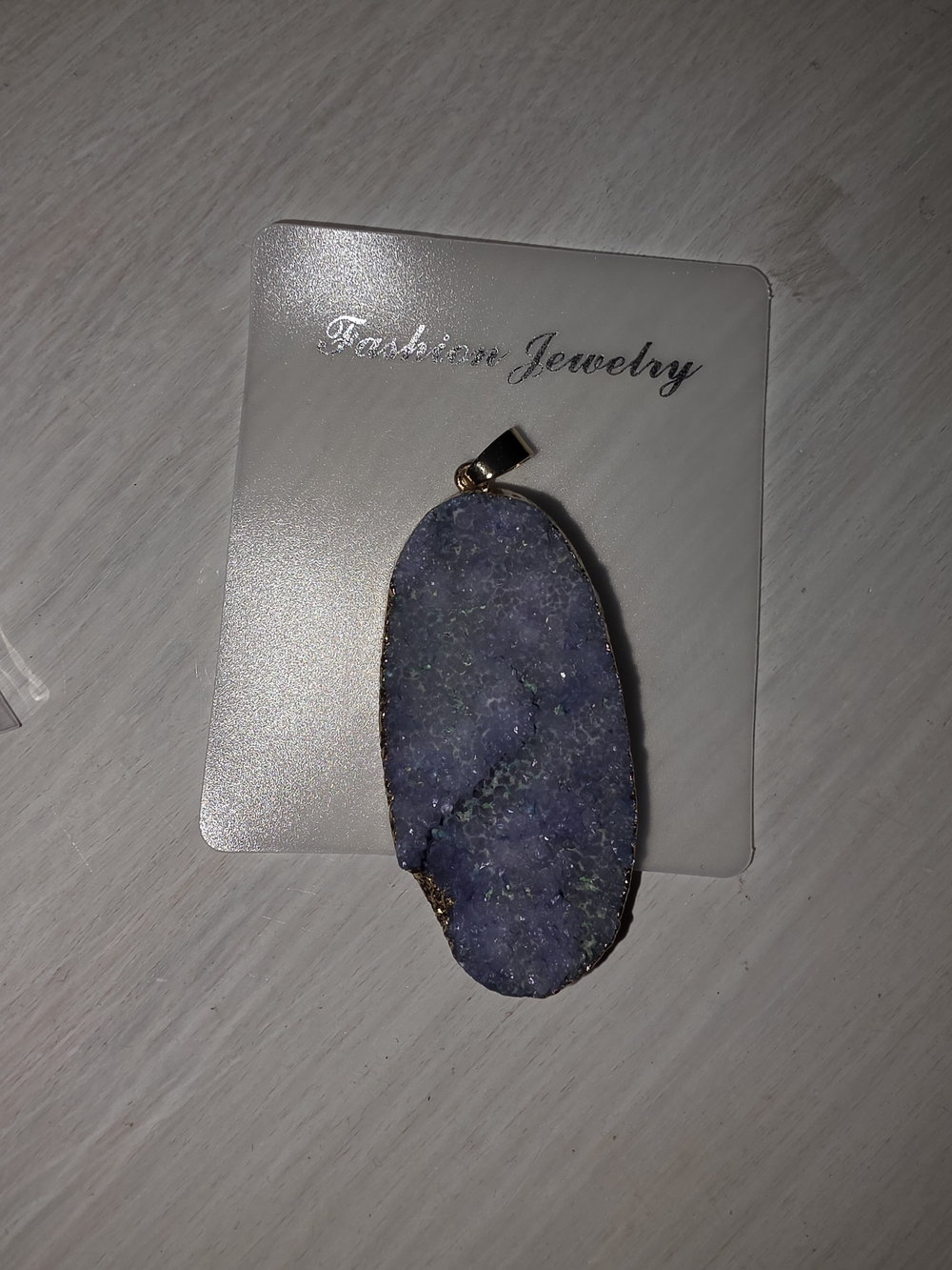Fashion Jewelry Lavender Druzy Pendant Necklace with Gold Bail